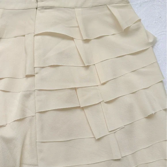 Forever 21 Cream Ruffle Mini Skirt Size L  Y2K Wester Chic Cottagecore Coquette - Picture 11 of 16